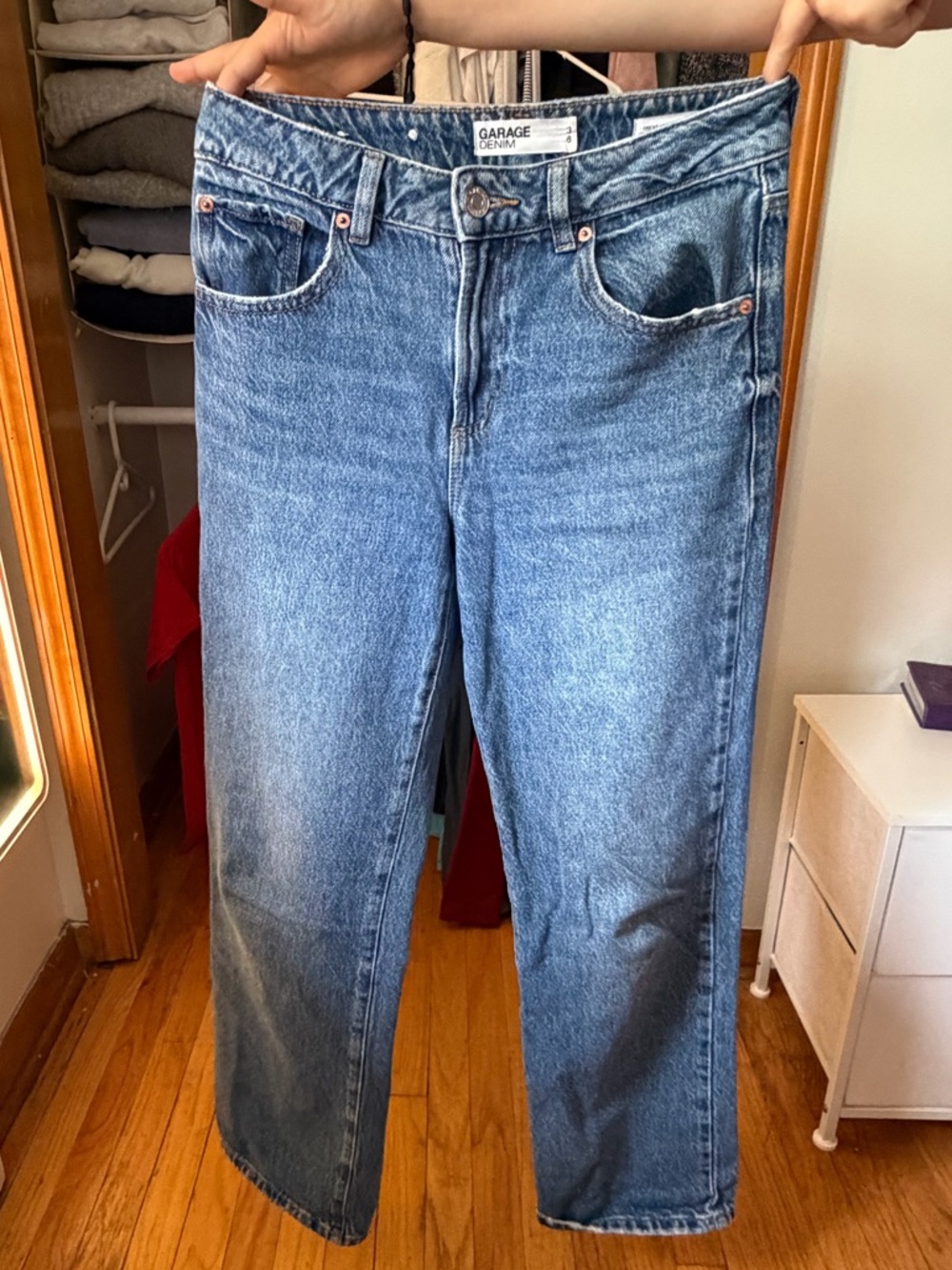 Garage Blue Denim High-Rise Straight Jeans - Picture 3 of 4